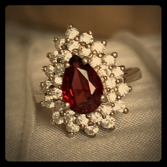 Jewelry - Marquise Garnet & Sterling Cocktail Ring